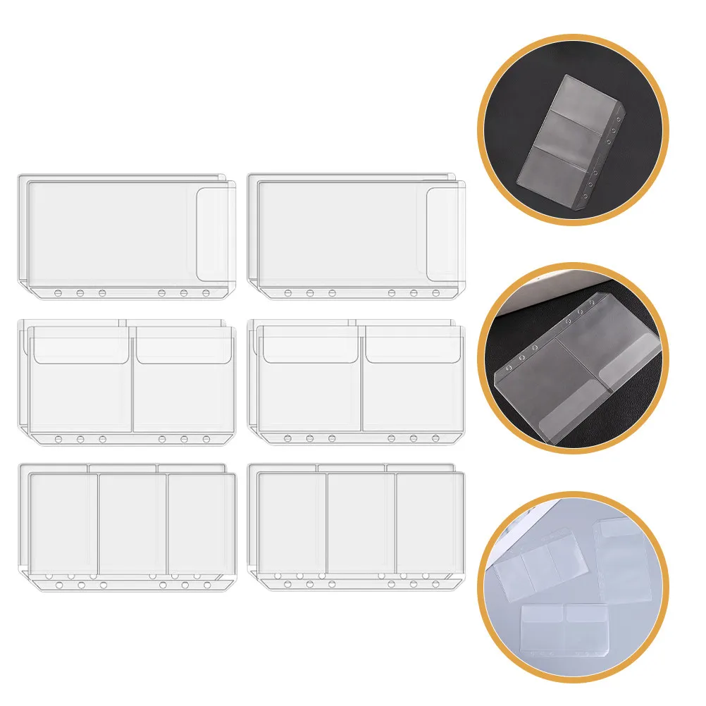 

12Pcs Clear PVC Binder Pockets Loose Leaf Card Bags Receipt Filing Organizer Business Card Pouch Storage Binder Pockets