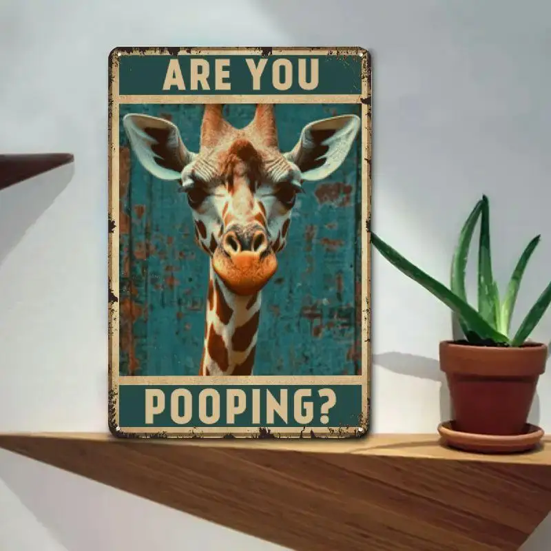 1pc YNLLOOFD Vintage Giraffe Humorous Metal Sign - Multipurpose 8x12 Inch Retro Wall Decor For Home, Garden, Bars, Restaurants,