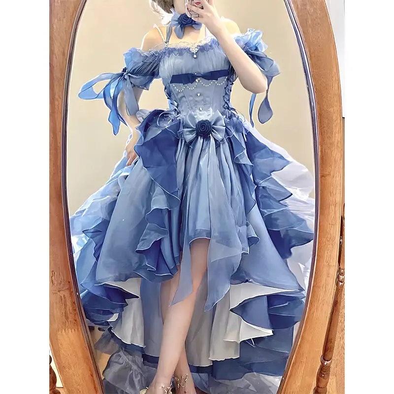 Japan Lolita Dress Gorgeous Foreign Style Heavy Industry Fluffy Tail Princess Set 2024 New