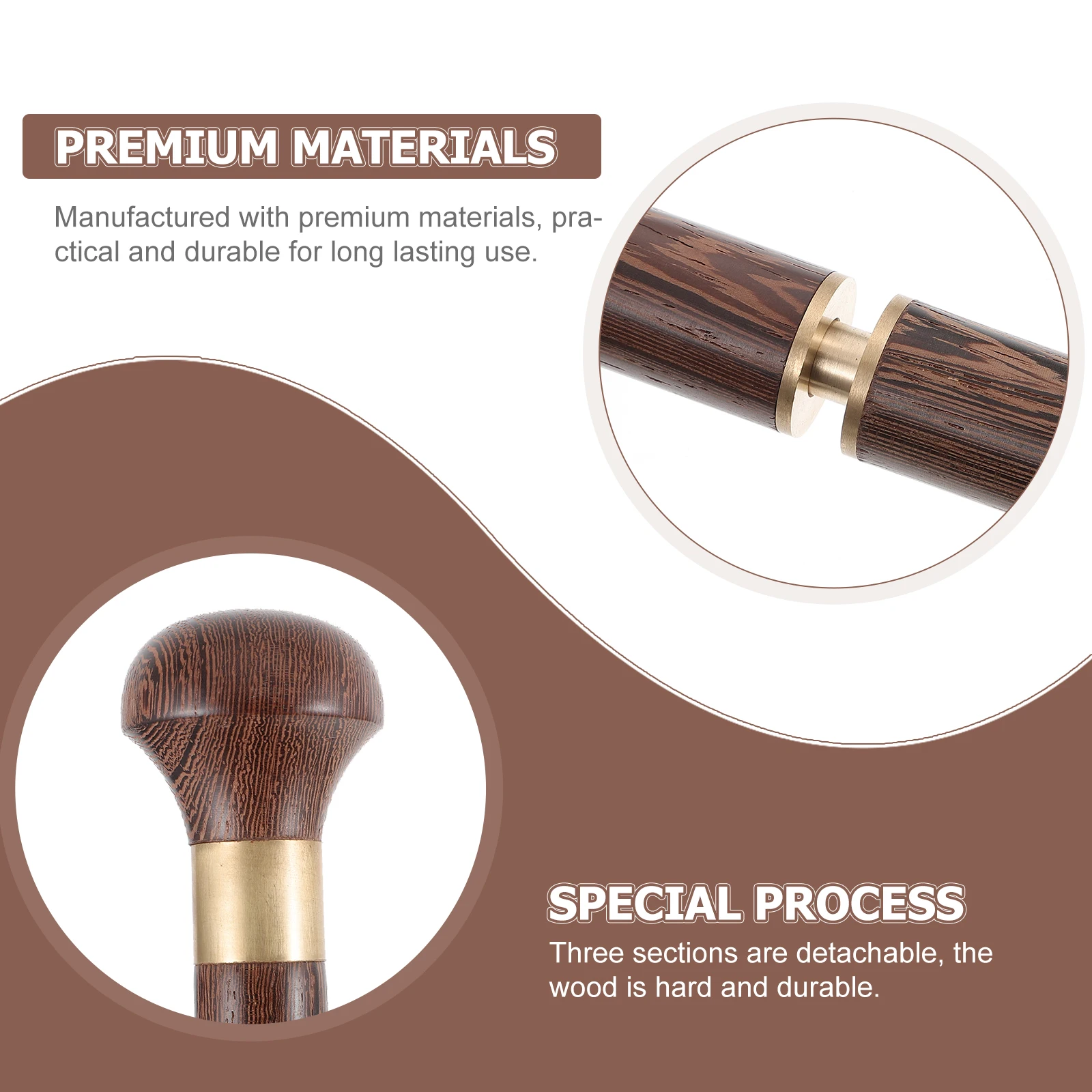 كبار السن المشي قضيب انفصال قصب الاستخدام في الهواء الطلق البني المضادة للانزلاق السفر عصا الدجاج الجناح الخشب قصب دائم طويلة الأمد #3