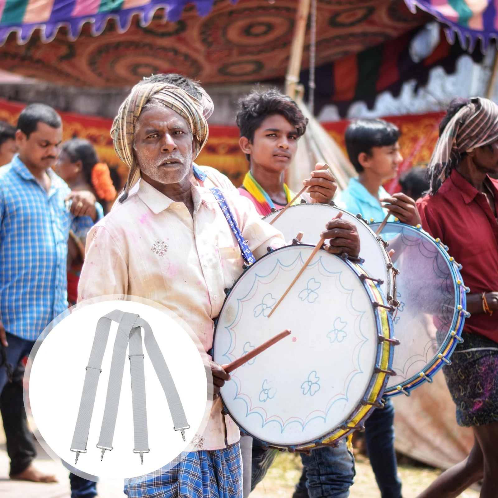 

Adjustable Width Drum Strap Snare Sling Snare Drum Sling Belt Hooks Shoulder Comfort Replacement Marching Percussion