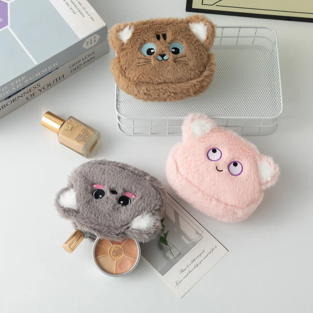 1PC Portable Kawai Animal Coin Bags Cute Koala Cat Plush Coin Purse ID Bus Credit Card Document Keys Storage Money Wallet Case