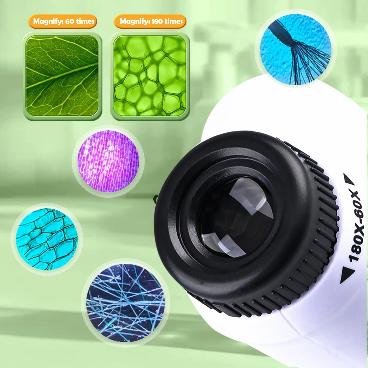 Zabawki z mikroskopem ręcznym, zestaw mini mikroskopu dla dzieci z podświetleniem LED, powiększenie 60X-180X, prezenty dla studentów nauk