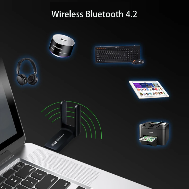 USB-карта Беспроводная игровая с поддержкой Bluetooth, 1300 Мбит/с