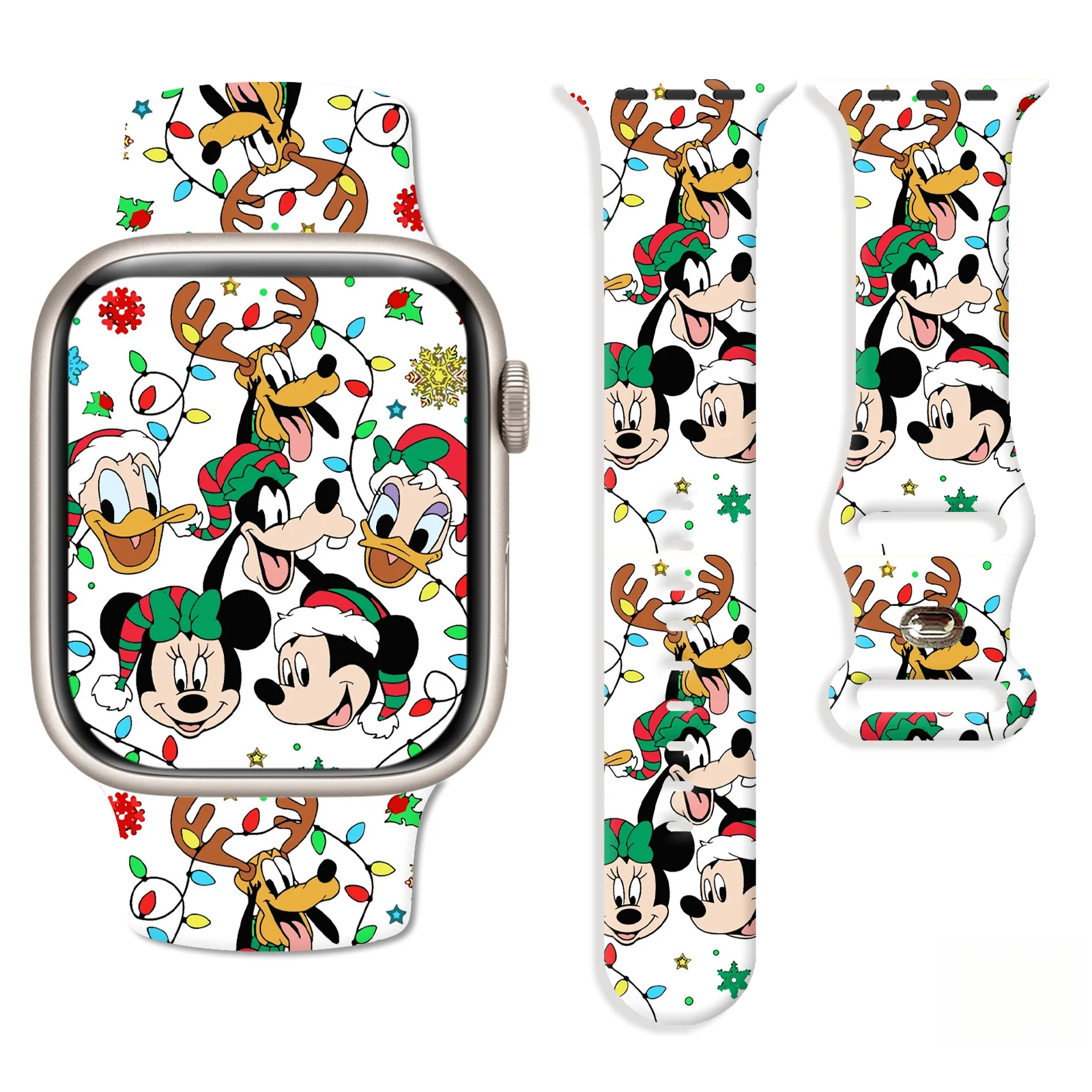 

Mich Christmas 3 Printed Strap for Apple Watch 11 10 9 8 7 SE Silicone Band Replaceable Watchband for iWatch 46mm 44mm 42mm 41mm