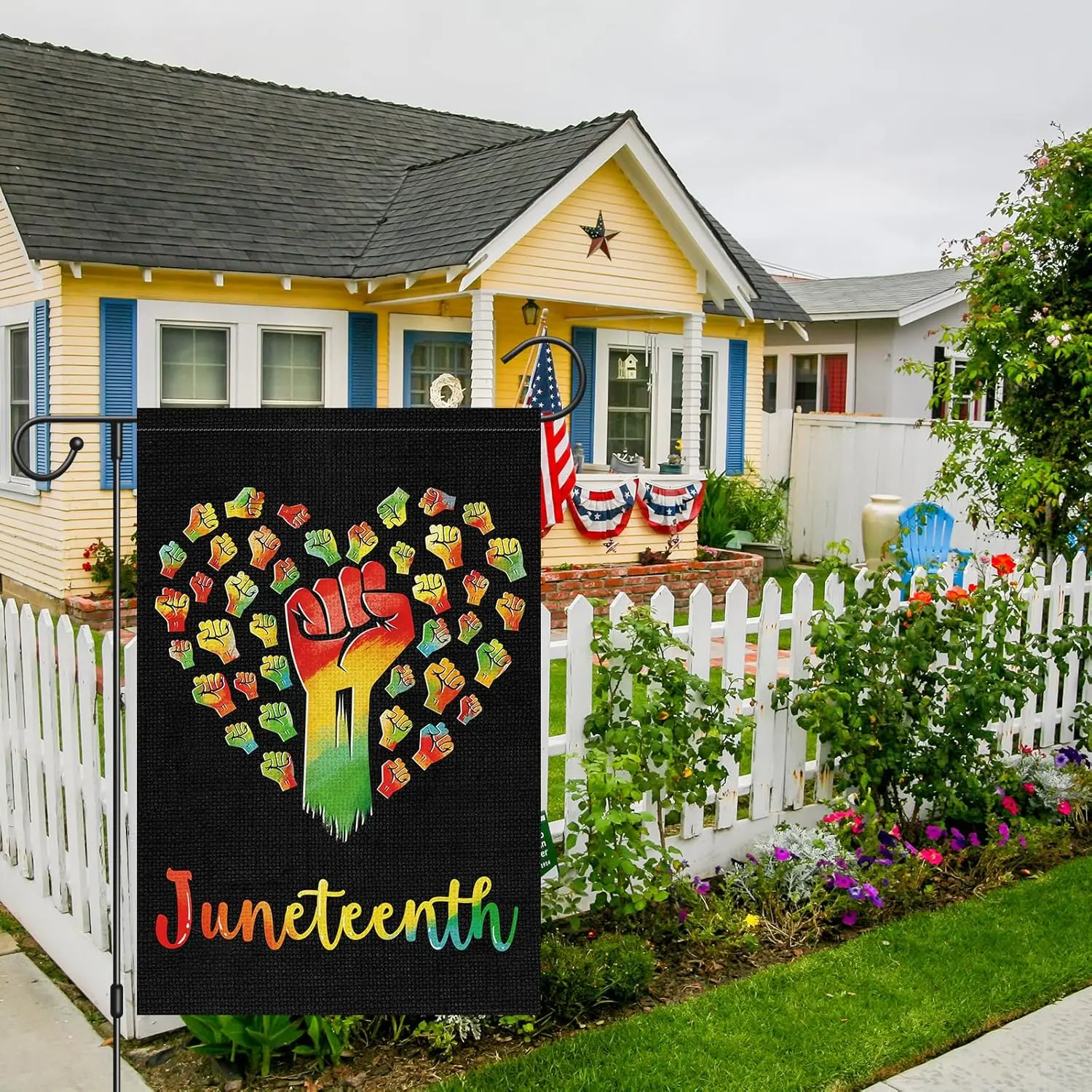 Juneteenth Garden Flag Black Power Pan African Flag 12x18 Inch Double Sided, Celebration Independence Day Yard Flags For Outside