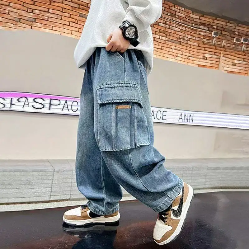 

Boys' Autumn Jeans Spring and Autumn 2026 New Collection Children's Korean Edition Casual Pants Kids Straight Pants 110-170CM