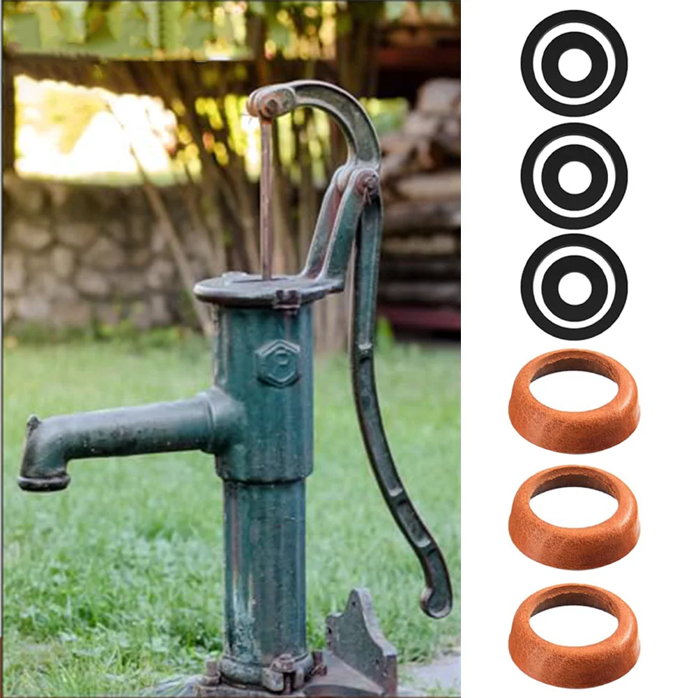 3pcs Leather Cuffs With 6pcs Sealing Rings Handle Pump Replacement Parts Garden Hand Pump Well Pump Sealing Swing Pump Accessory