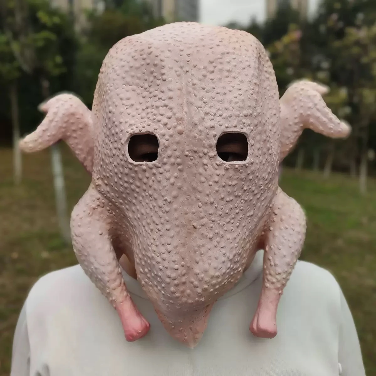 Funny Roast Turkey Chicken Latex Mask Full Head Animal Costume Mask for Halloween Cosplay Carnival Party