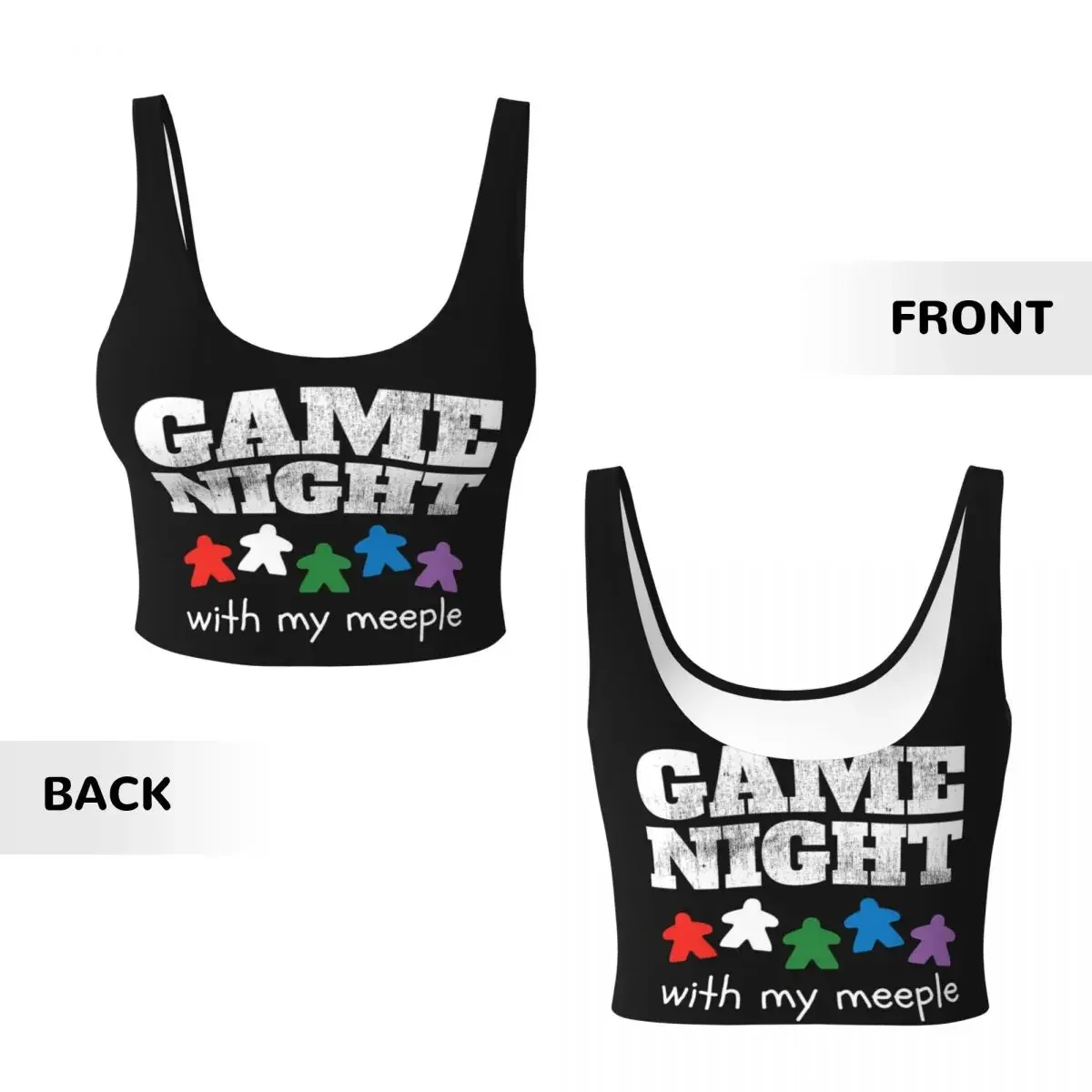 Custom Board Game Night Family Friends Women Sports Vest Bra Gym Workout High Impact Yoga Crop Tank Tops