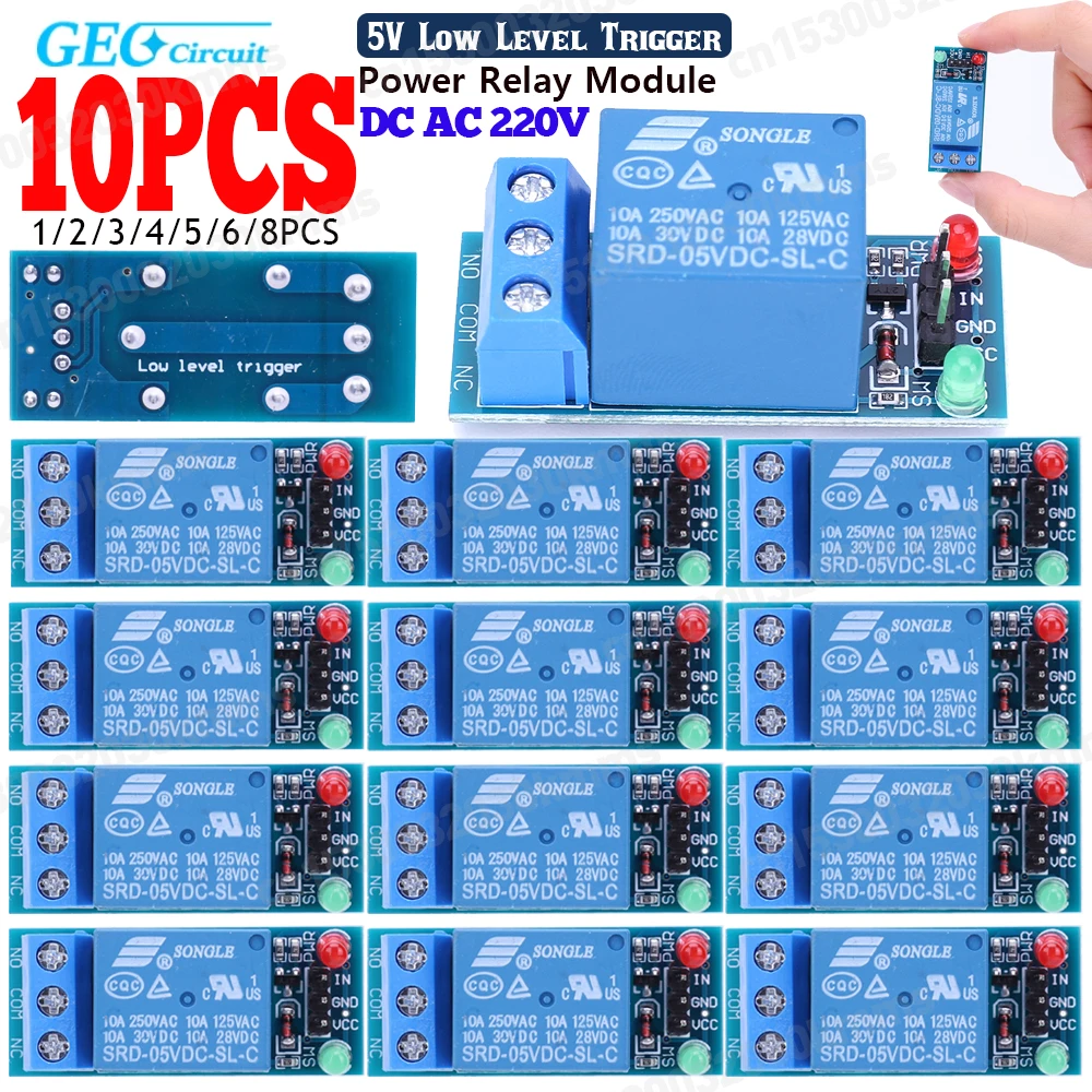 1-10PCS 5V 12V Low Level Trigger 1 Channel Relay Module interface Board Shield For PIC AVR DSP ARM MCU Arduino DC AC 220V