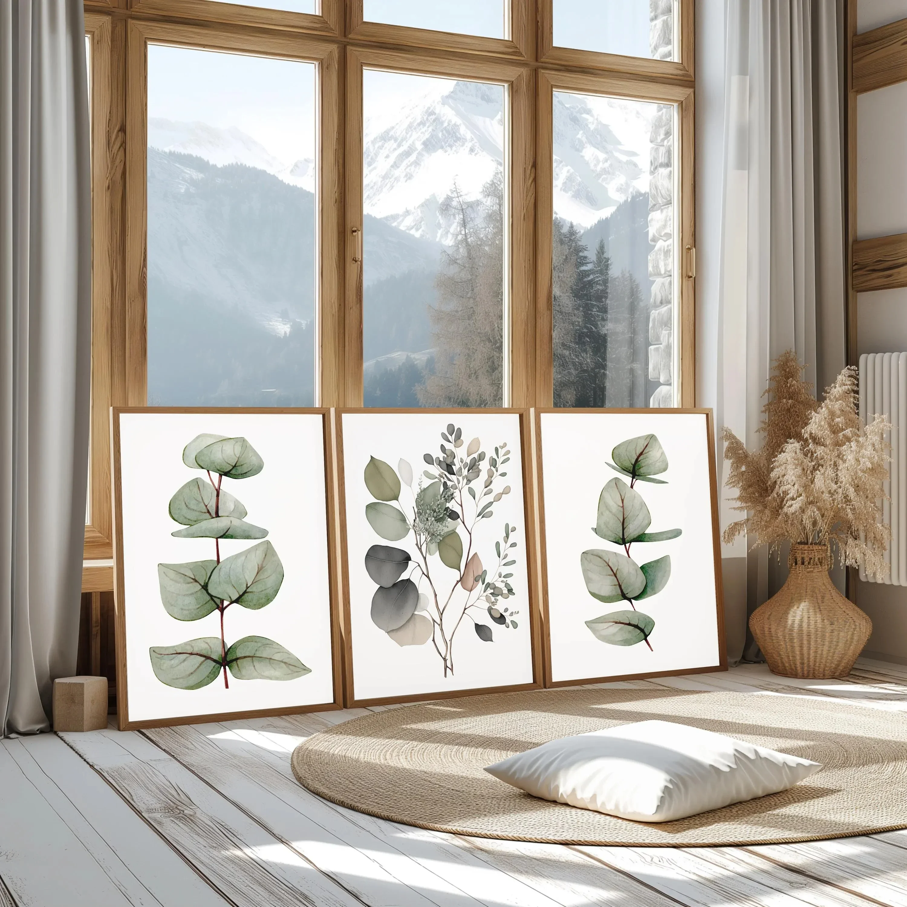 Multiple sizes 3pcs frameless Canvas Painting,Set of 3 Botanical Wall Prints, Minimalist Plant & Flower Posters, Natural Art Pri