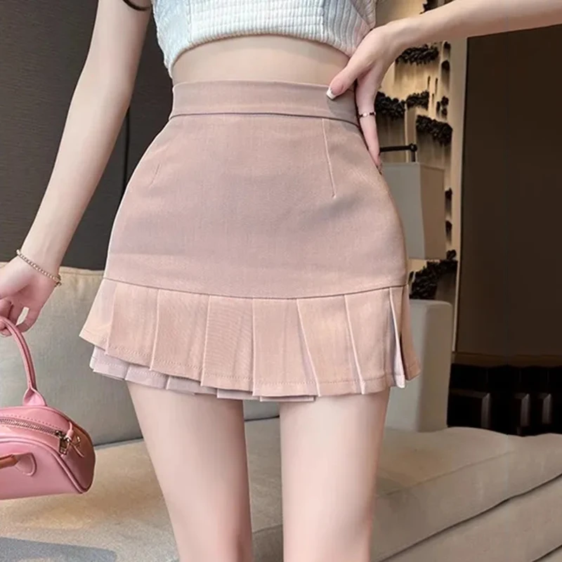 Summer Sexy Ruffle Wrap Hip Skirts for Women Fashion High Waist Slimming Short Skirt Ladies Simple Commute Tierred Skirts Female