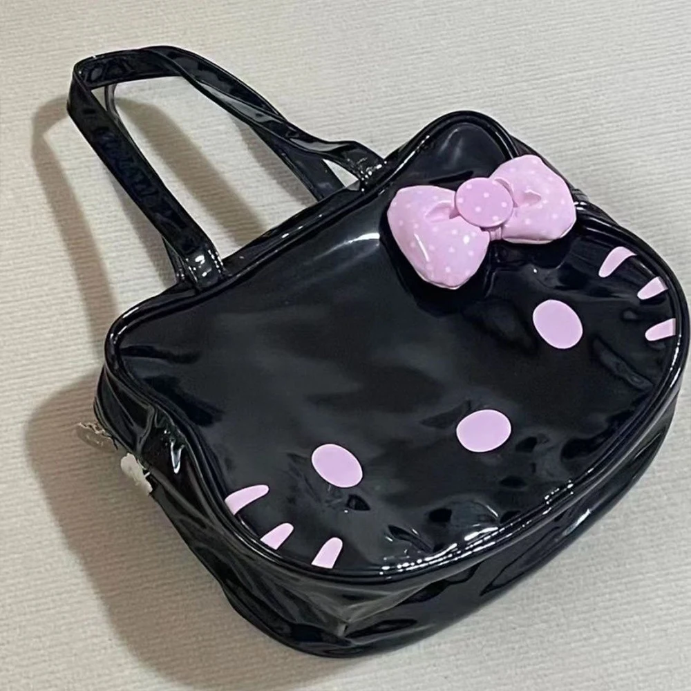 Hello Kitty Sanrio borsa a tracolla in pelle PU borsa da donna con fiocco simpatico cartone animato Versatile Tote Bag Y2k borsa di Design di lusso