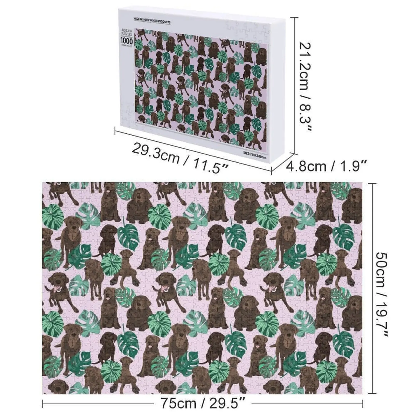 Chocolade Labrador tropische puzzel foto aangepaste houten naam gepersonaliseerde foto cadeau puzzel