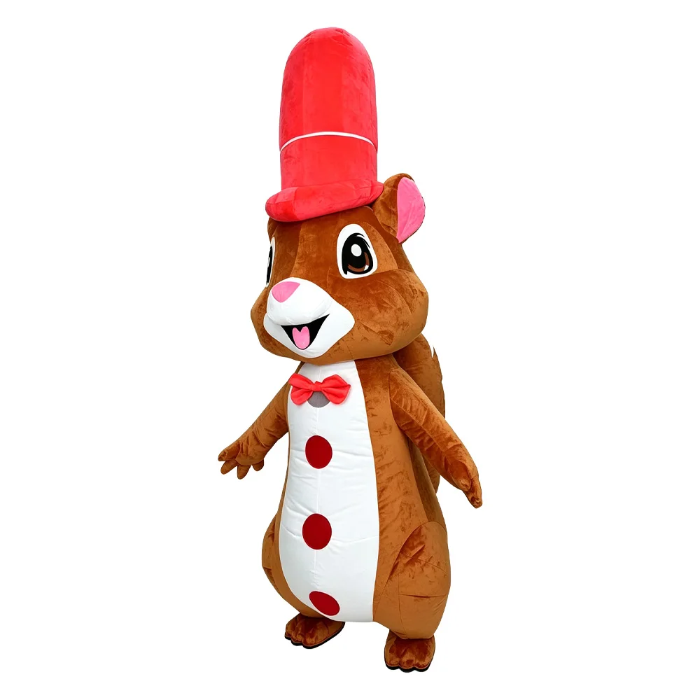 SAYGO Red Hat Squirrel Inflatable Costume Mascot Parade Adult Character Cosplay Christmas Halloween Party Event Plush Set view 5
