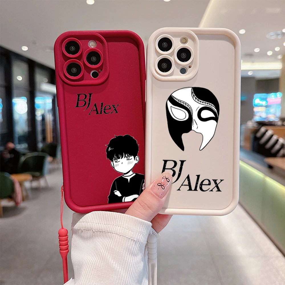 เคสโทรศัพท์ B-BJ อะนิเมะ A-alexes สำหรับ iPhone 16 15 14 13 12 11 PRO MAX MINI XR XS x 7 8 PLUS ฝาหลัง TPU แบบนิ่มพร้อมสายคล้องมือ