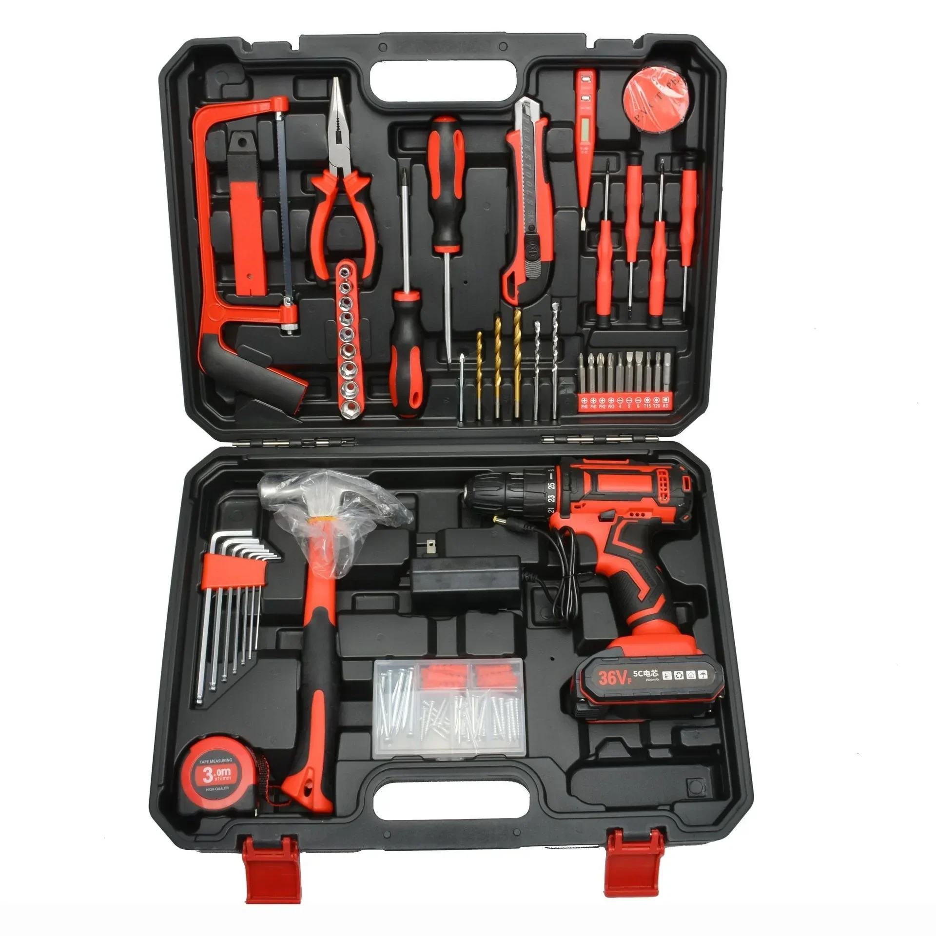 113 Pcs- with 2 Battery, Cordless Impact Wrench, Cordless Electric Screwdriver Kit -Set, Cordless Drill and Easy To Use for Home