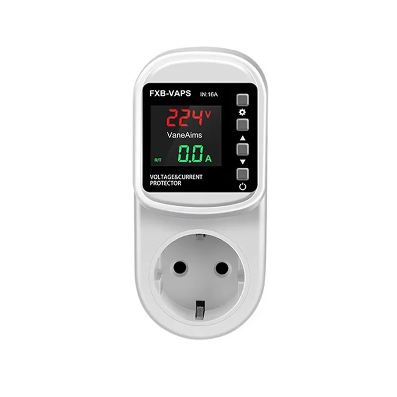 BAAR-Over Under Voltage Protector 16A Self-Resetting Voltage Current Protector Real-Time Display For TV Air Conditioner EU Plug