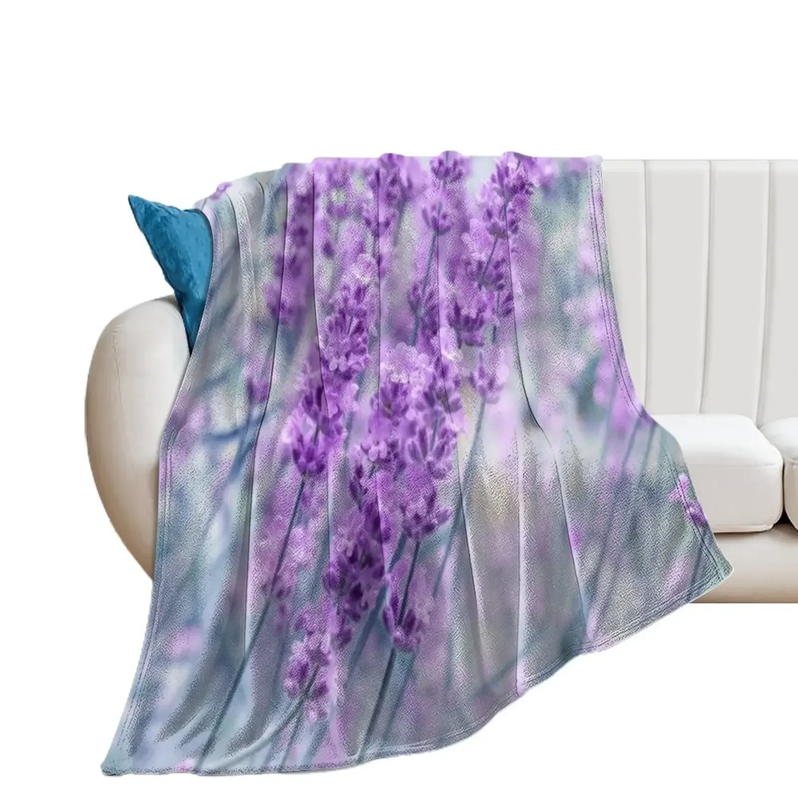 Lavender Flower (Blurry) - Everyday Gift or Birthday Present for Nature Lover Throw Blanket Warm sofa bed Blankets