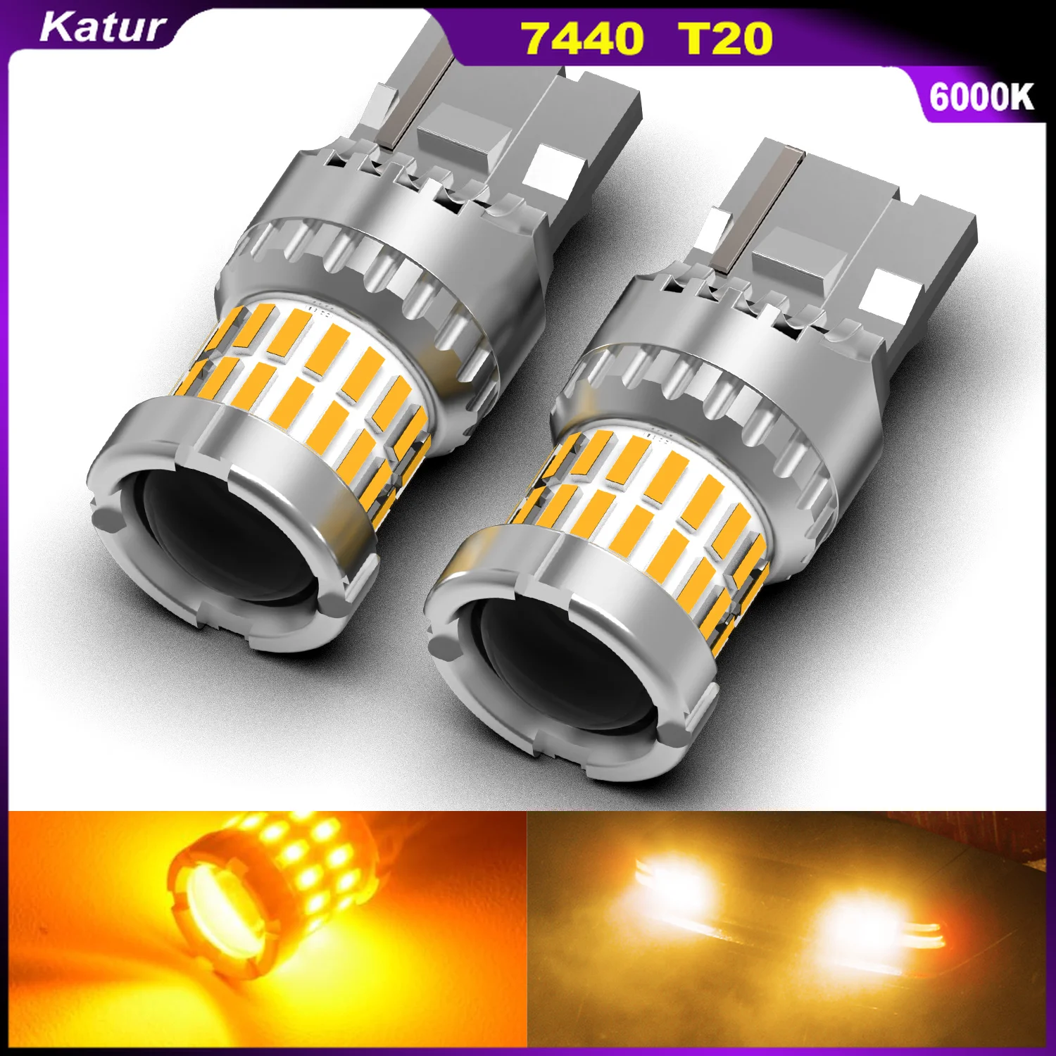 Katur 2pcs 7440 T20 Led Car Lights 4000Lm Super Led Brake Light 12V CSP Chips Lamp For Subaru Impreza Outback Legacy Forester