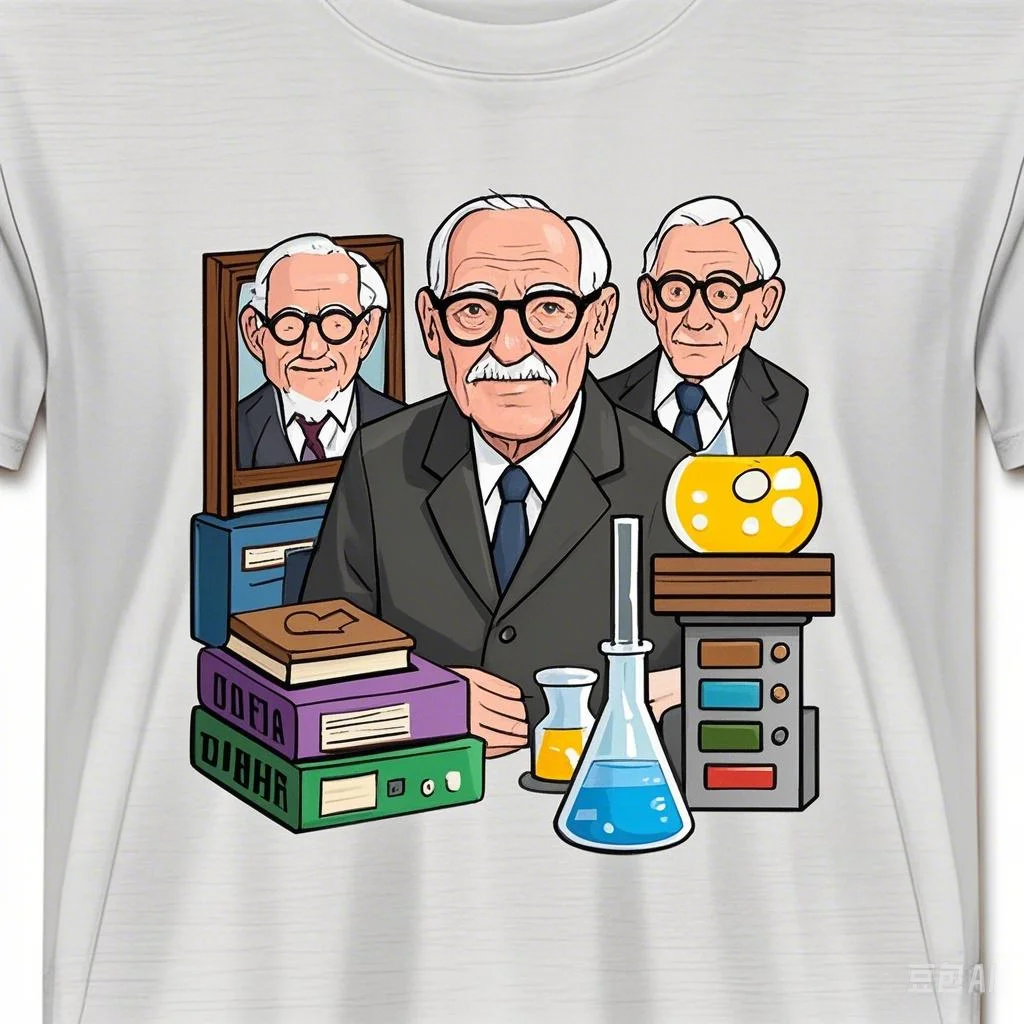 Funny design sigmund freud summer cotton T-shirt chemical biology experiment nerd genius theoretical science O-neck short sleeve