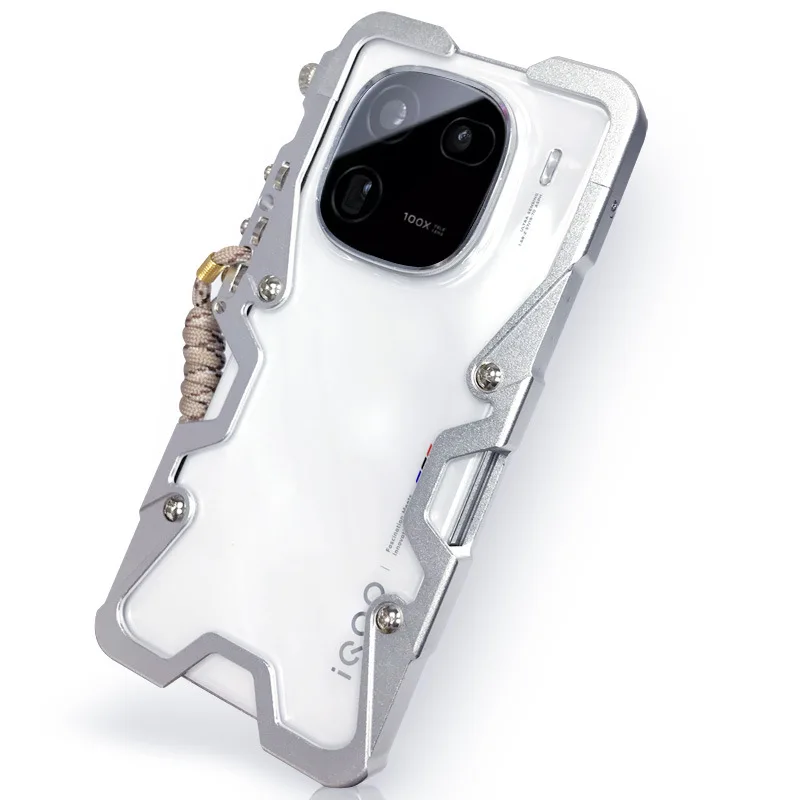 

Zimon Luxury Armor Metal Aluminum Phone Cases Bumper For Vivo Iqoo12 Iqoo 12 Pro Cover Mechanical Purely Handmade Skull Case