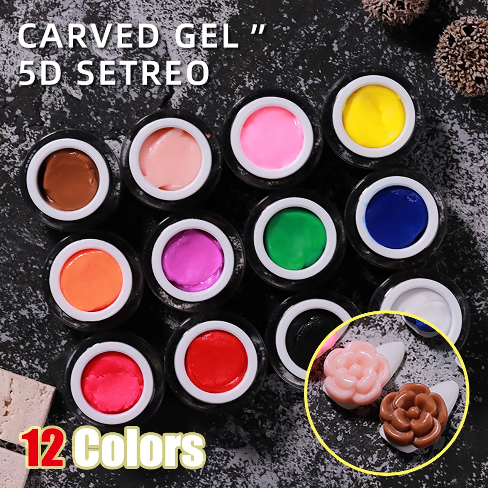 

Vendeeni 12 Colors Plasticine Carved Gel Nail Polish UV LED Gel Lacquer 3D Modeling Sculpture Painting Gel Varnish For Nail Art