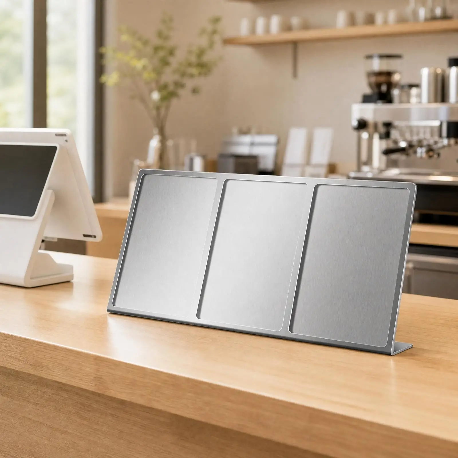B5 Trisection Display Board with Acrylic Cover Easy to Clean Freestanding Tabletop Sign Holder with Angled Base Stable