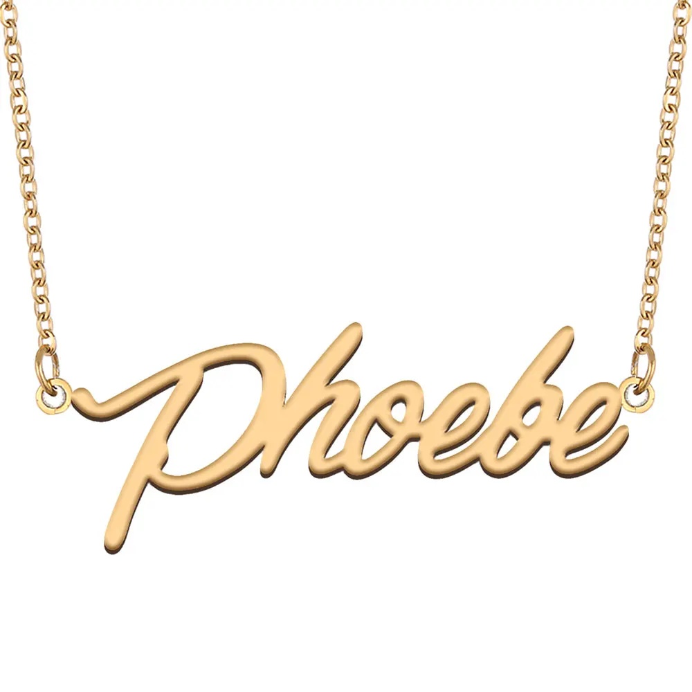 

Phoebe Name Necklace for Women Stainless Steel Jewelry Gold Color Nameplate Pendant Collares Para Mujer Letters Choker