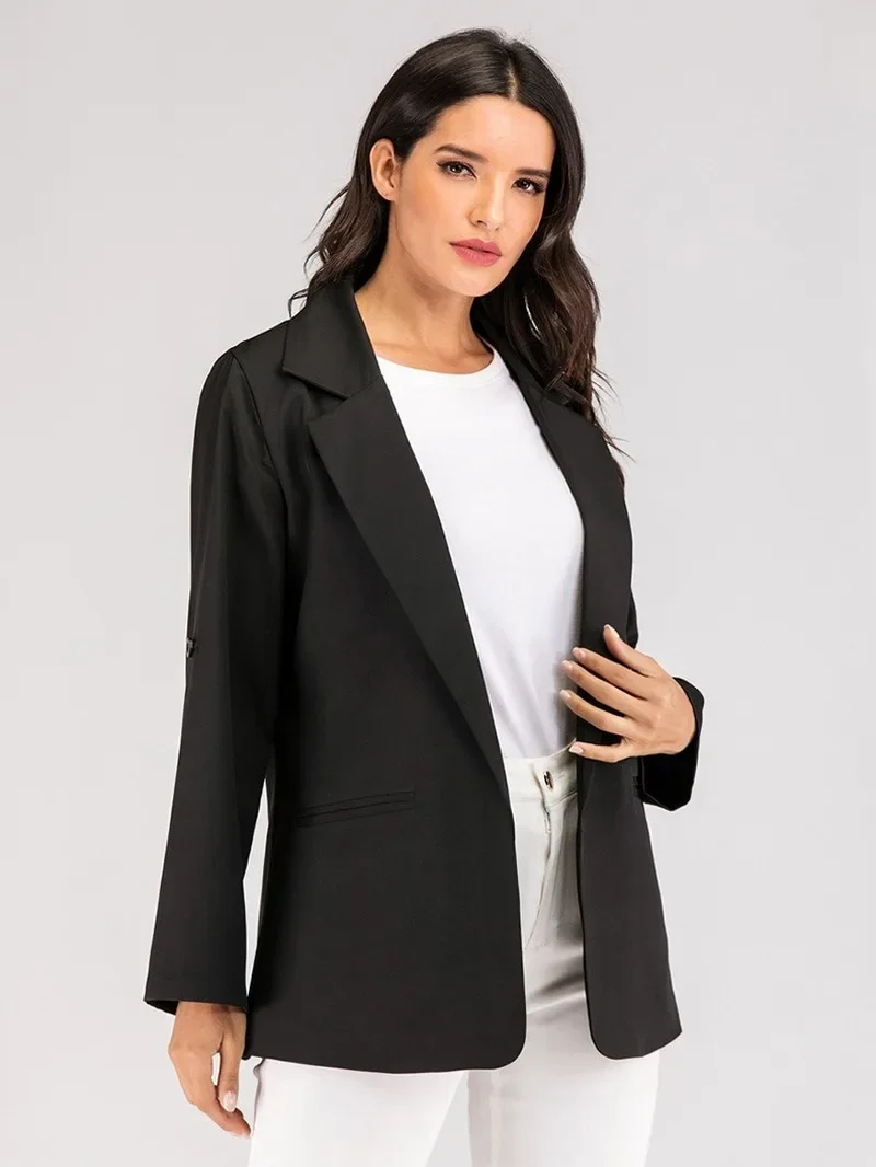 Women Blazers and Jackets Elegant Work Solid Colors Buttonless Suit Office Lady Blazer Suit High Quality Commute Casual Jackets
