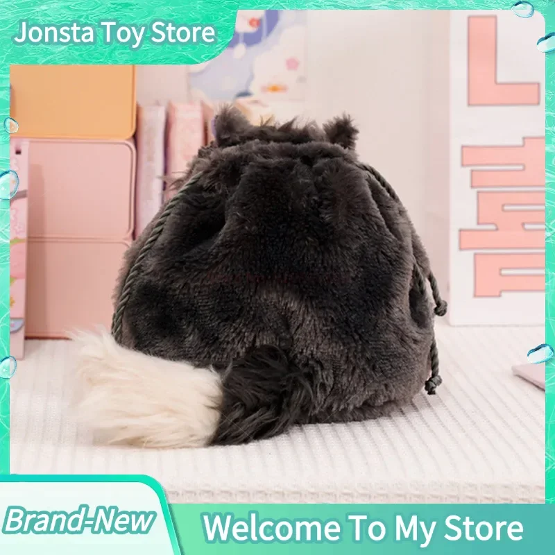 【In Stock】Lucifer Cat Portable Drawstring Pocket Plush Toy Doll Tokyo Disneyland Cartoon Anime Cinderella Cosmetic Storage Bags view 5