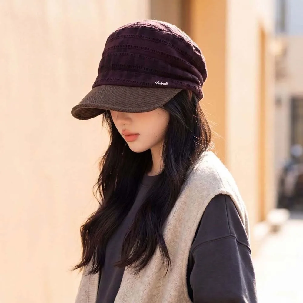 Winter Sunshade Cap Warm Plaid Newsboy Cap Vintage All Match Checked Slouchy Hat Comfortable Thick Visor Beret Cap Autumn Winter