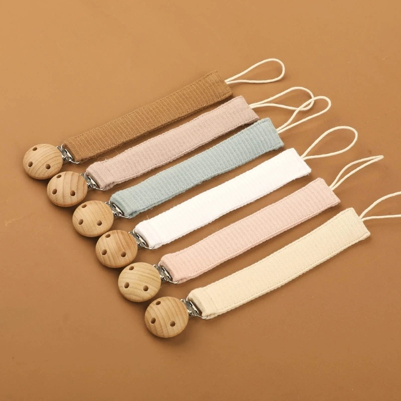 Infant Pacifier Clip Chain Cotton Wood Pacifier Holder Practical Baby Pacifier Clip Baby Pacifier Holder Gift