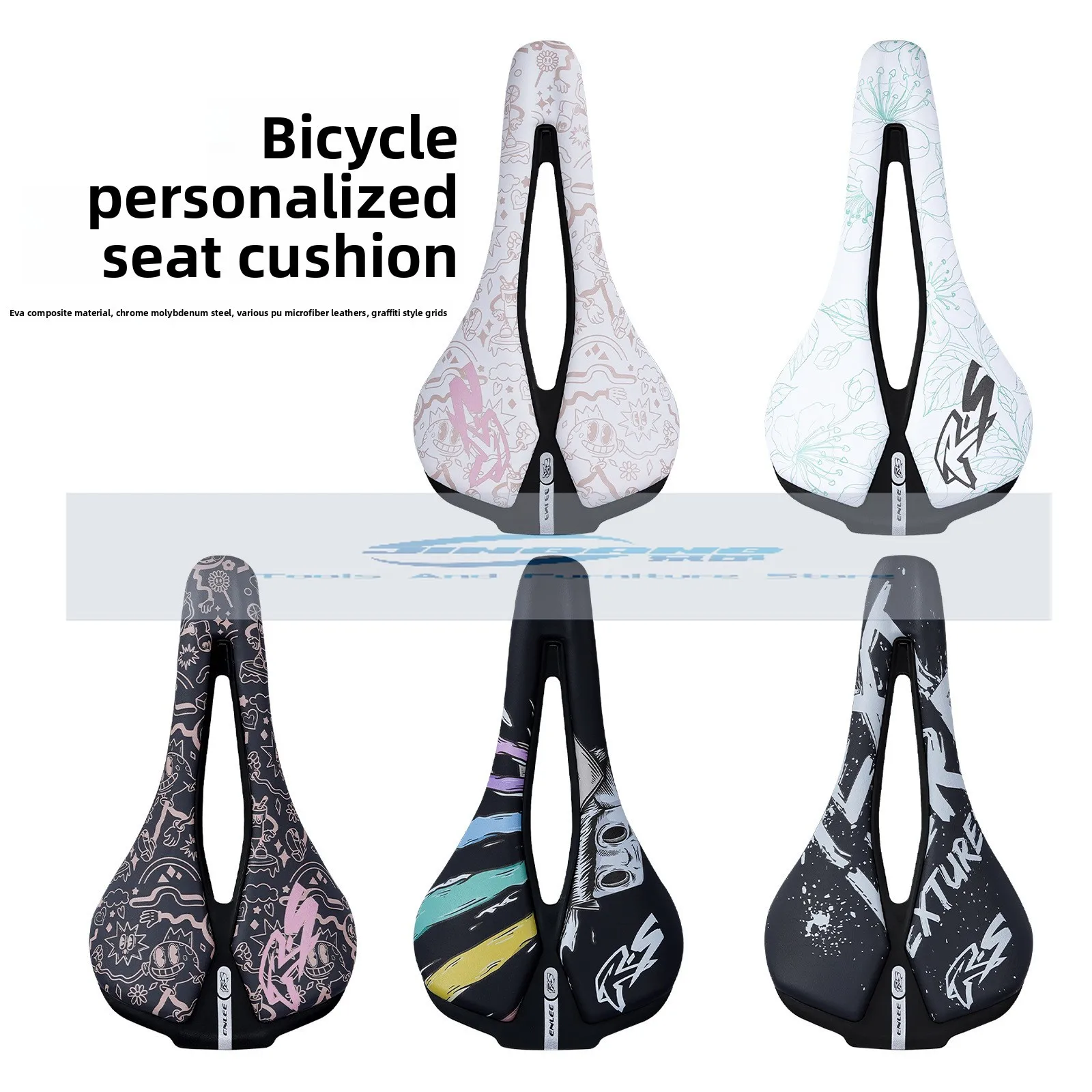 

ENLEE bicycle personalized seat cushion, folding road bike hollow breathable ultra-light steel bow saddle riding equipment