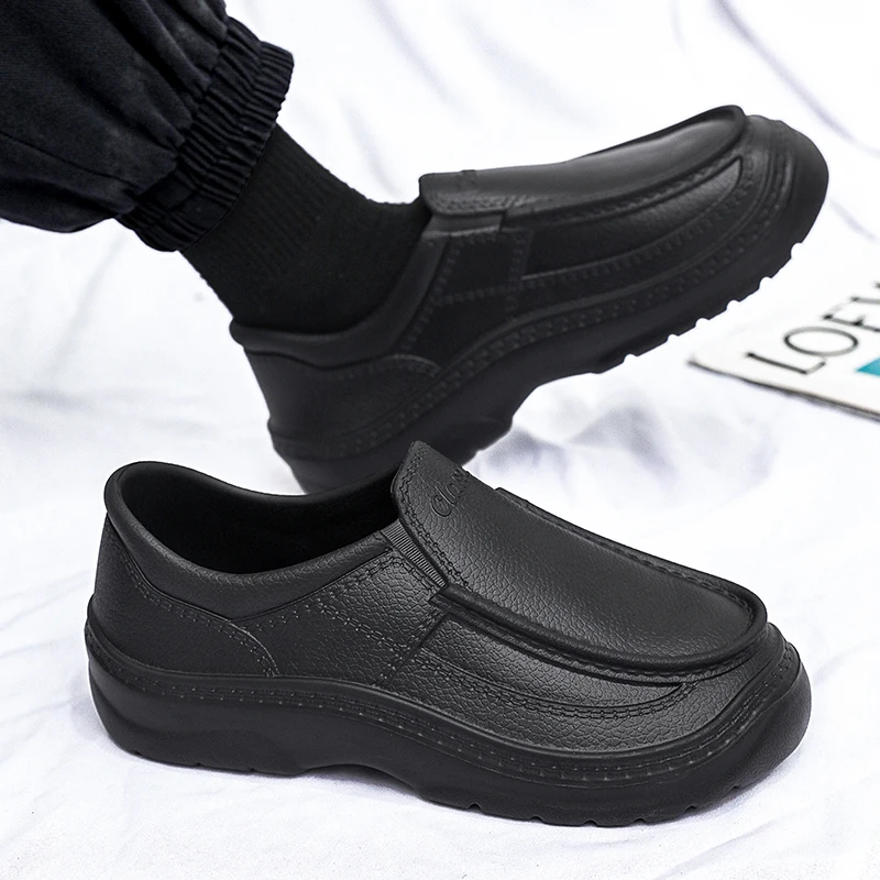 Men's Slip-On Chef Shoes, Waterproof, Oil-Proof, Non-Slip, Thick-Soled Kitchen Work Shoes, Sandals