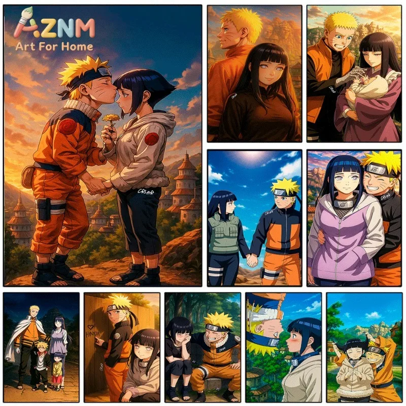 Anime Naruto Hinata Couple Canvas Wall Art Print Unframed Canvas Painting Home Decor Poster for Bedroom Living Room Nice