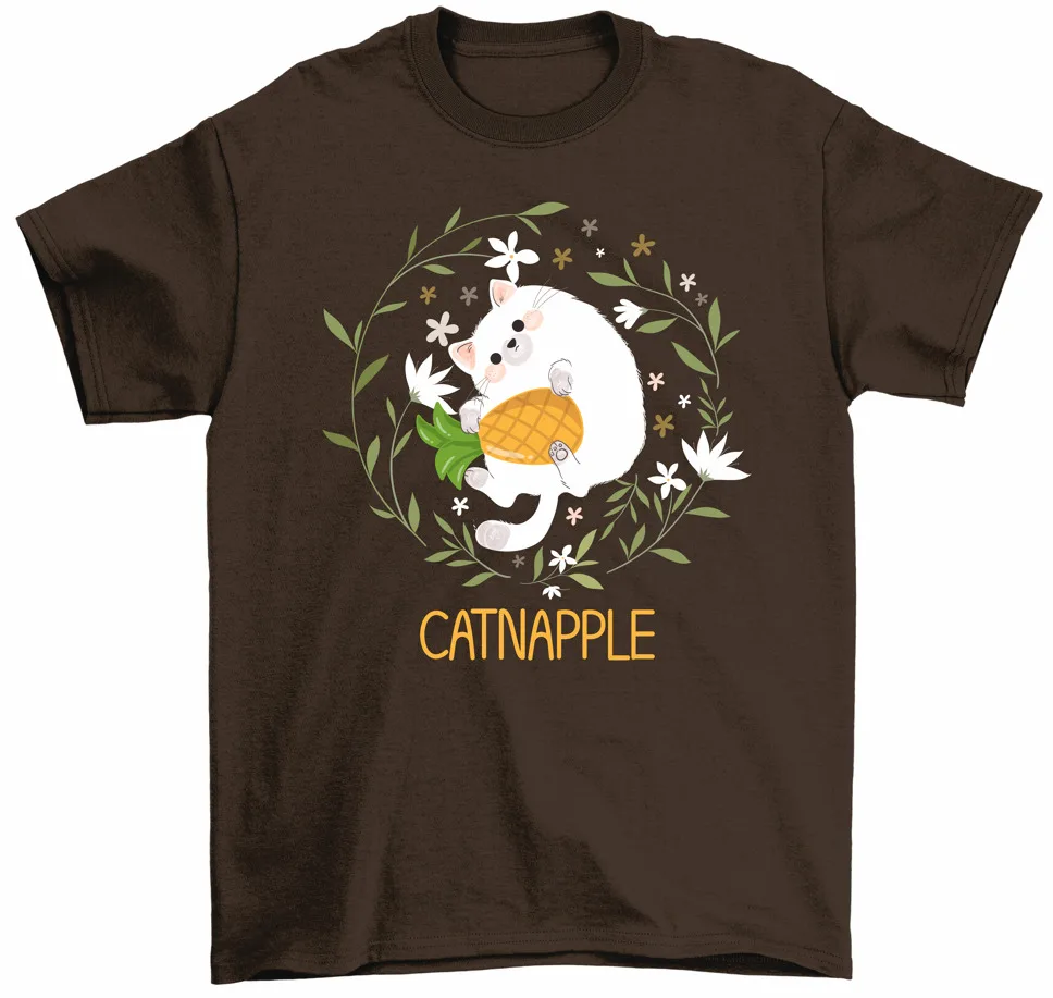 Catnapple T-Shirt Cute Cat Pineapple Kitty Cat Lover Tee Men Women High Quality 100%Cotton Short Sleeve