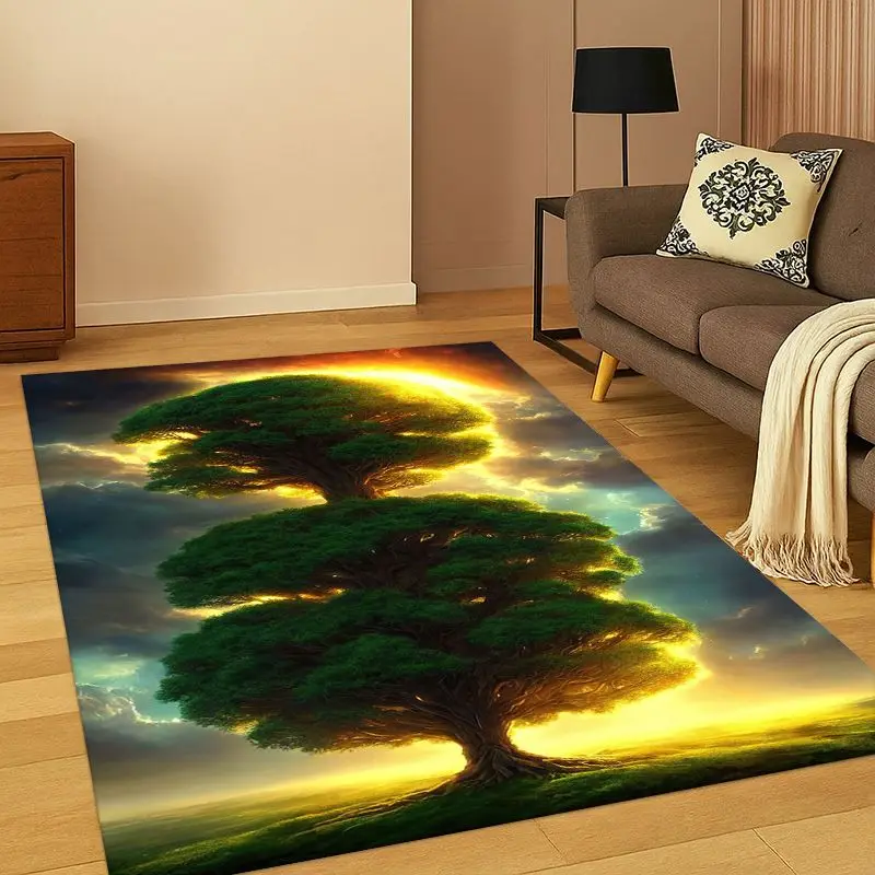 Tree of Life Nordic Mythology Yggdrasil Nature Cartoon Carpet Rug for Bedroom Living Room Sofa Doormat Home Decor,Non-slip kid