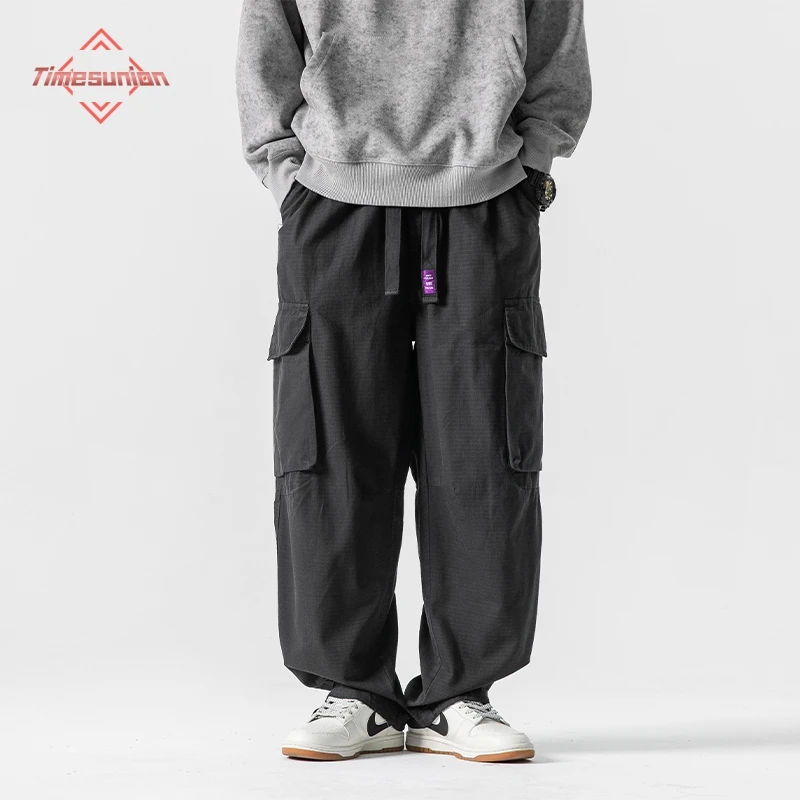 100% Cotton Casual Cargo Pants for Men Vintage Big Pocket Trousers Streetwear Men Work Pants for Men