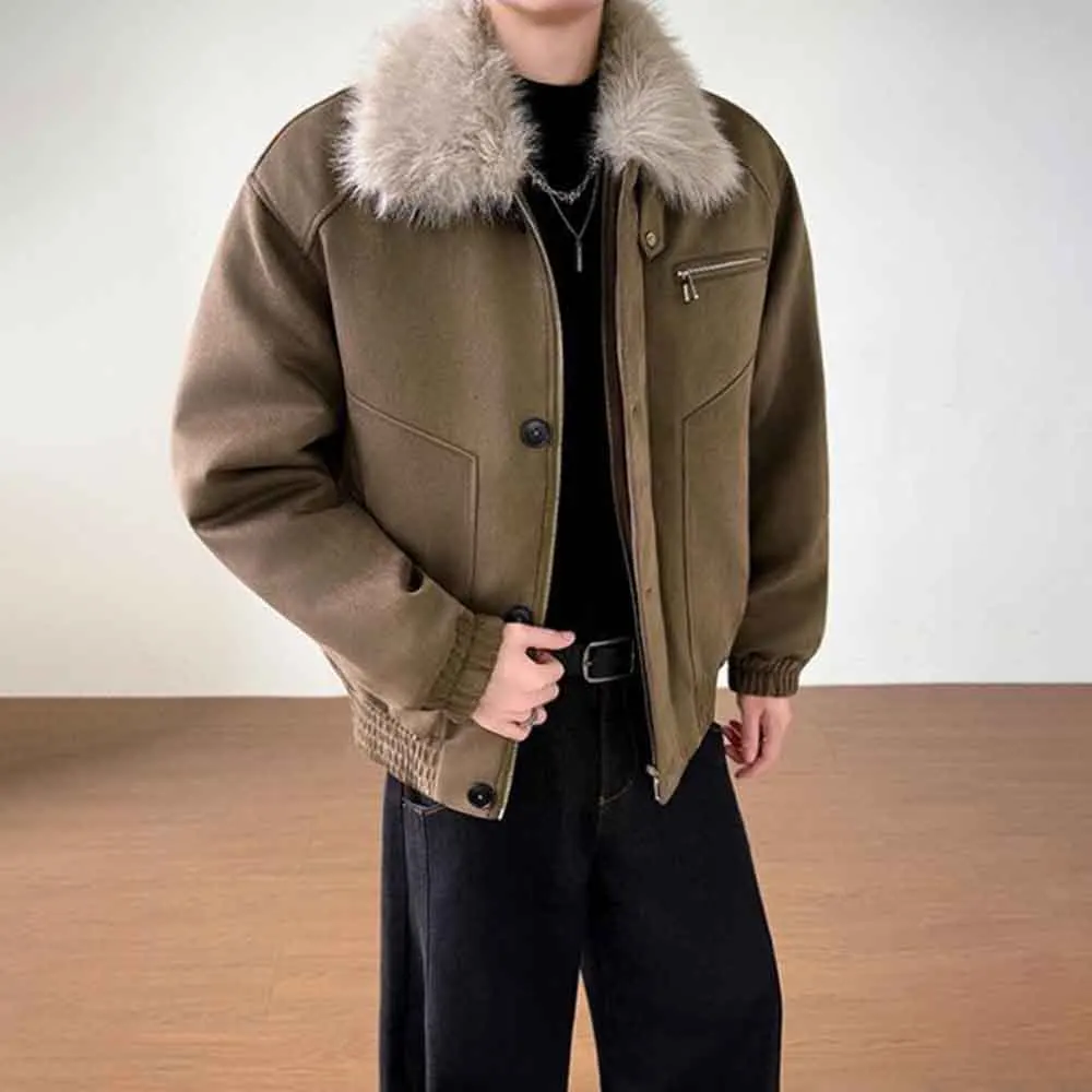 2025 Winter New Men's Long-Sleeved Patchwork Jacket American Retro Fashion Trendy High Street Loose Casual Niche Men's Top