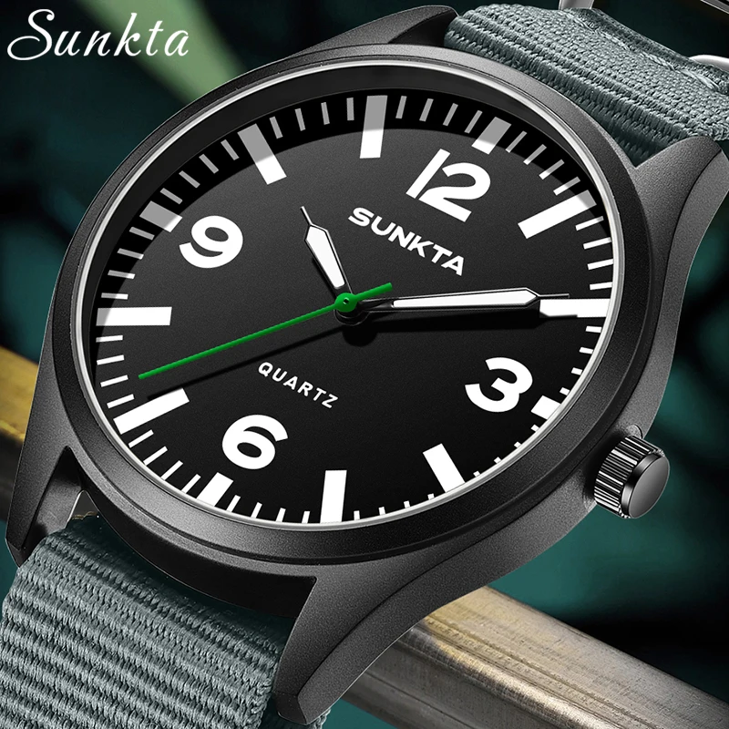 LIGE Sunkta New Luxury Watch Men Army Military Nylon Strap Waterproof Watches For Men Outdoor Sports Men's  Quartz Wristwatch