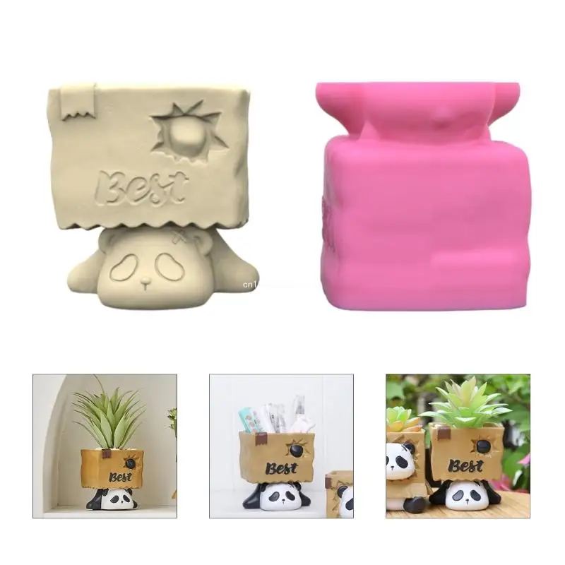 DIY Vase Mould Concrete Moulds Flowerpots Silicone Molds Lying Panda Shaped Dropship