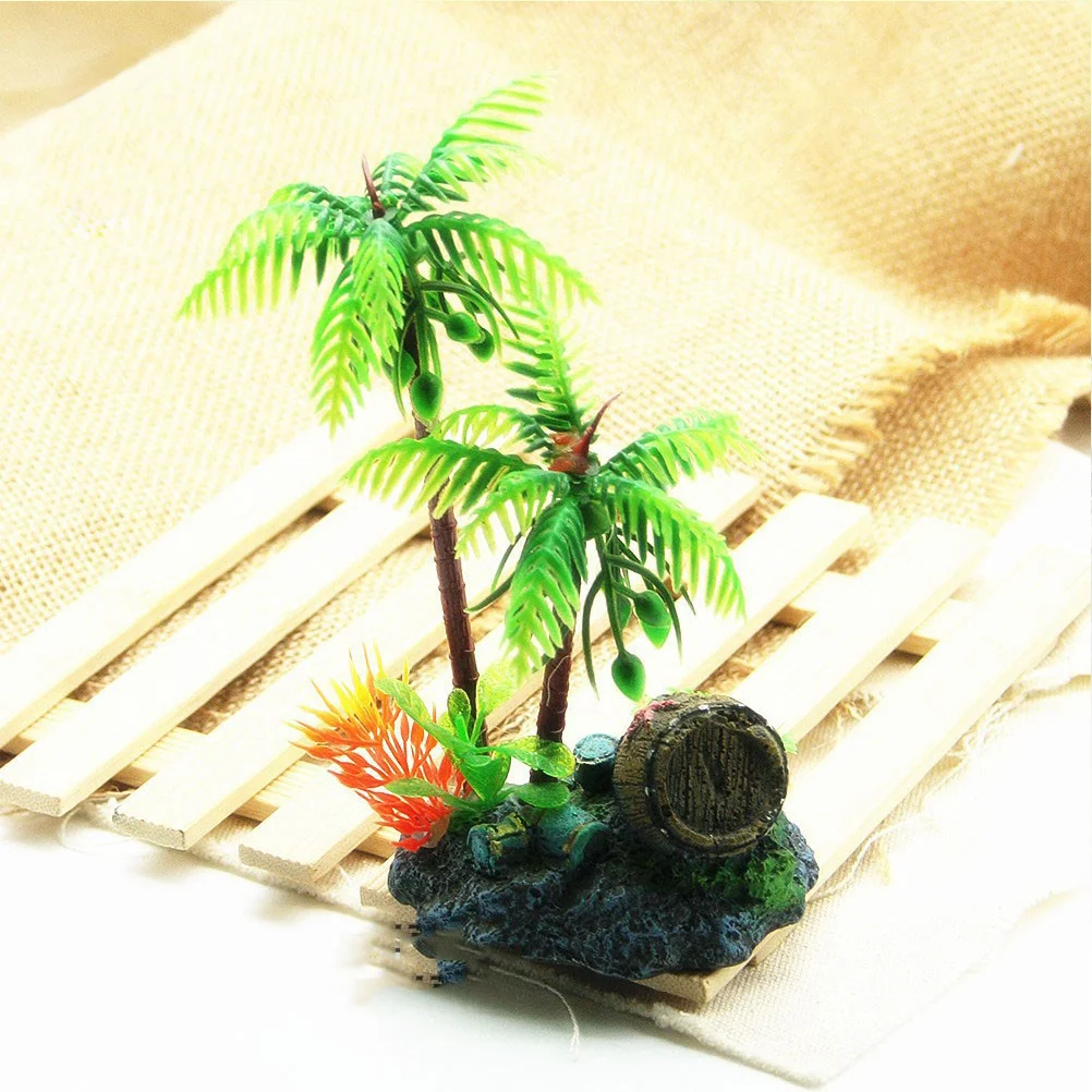 

Simulated Coconut Trees Bonsai Artificial Plant Potted Landscape For Aquarium Rockery Decor Green Tropical Mini Scene Indoor