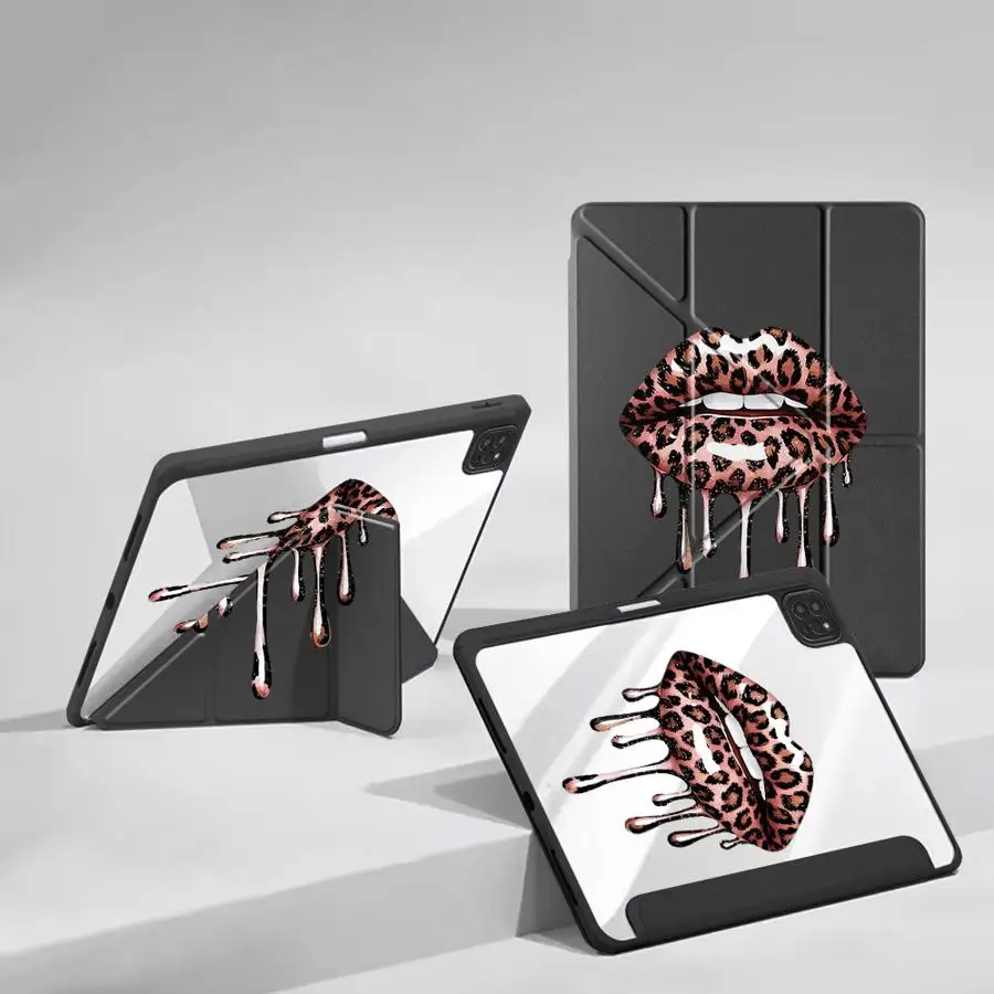 

Чехол-подставка Leopard Lips для планшетов iPad Mini 6, 7, Pro 11, 10, 9, 8, 7-го поколения, 12.9 дюймов Pro 2025, Air 4, 5, M3, M2, M4, 11 дюймов