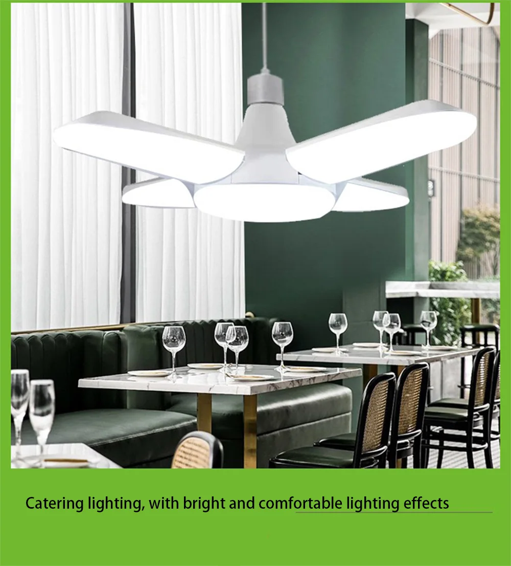 Foldable LED bulb E27 fan blade LED light AC 85-265V 28W spotlight, suitable for home ceiling, room, and garage lighting