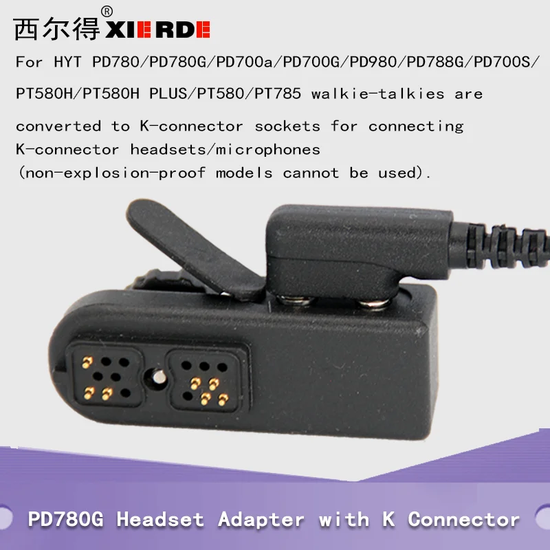 

XIERDE For Hytera Pd785 PD788 Pd700 Pd780 Earphone Converter Pd706g PD580 Interphone Earphone Adapter to K-Type Earphone