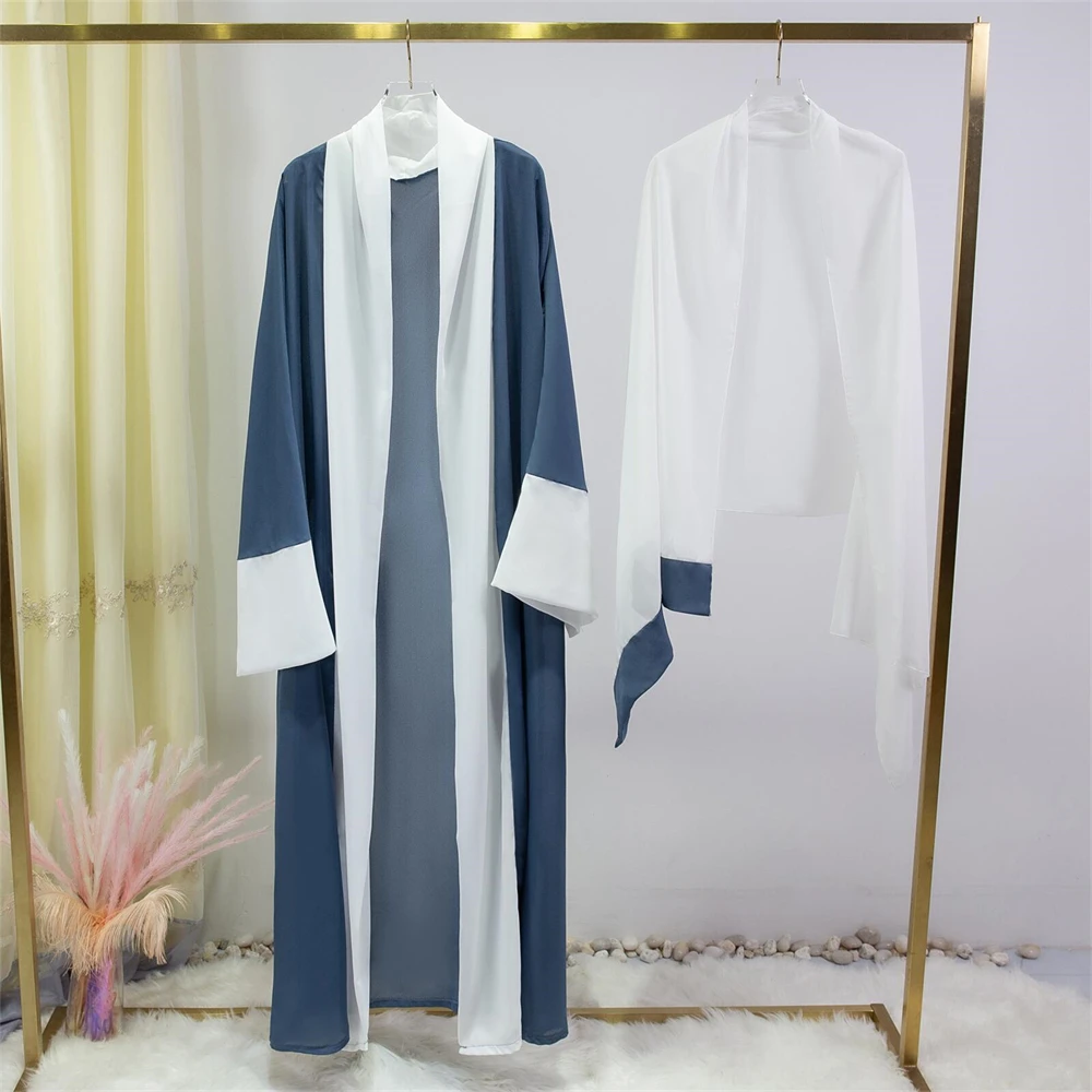 

Eid Ramadan for Women Muslim Open Kimono Abaya With Scarf Long Dress Turkish Dubai Kaftan Arab Robe Islam Caftan Clothing Femme