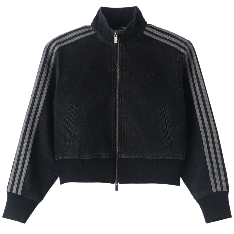Adidas Women's Sportswear Casual Knitted Jacket Short Stand-Up Collar Denim Jacket Ib6917
