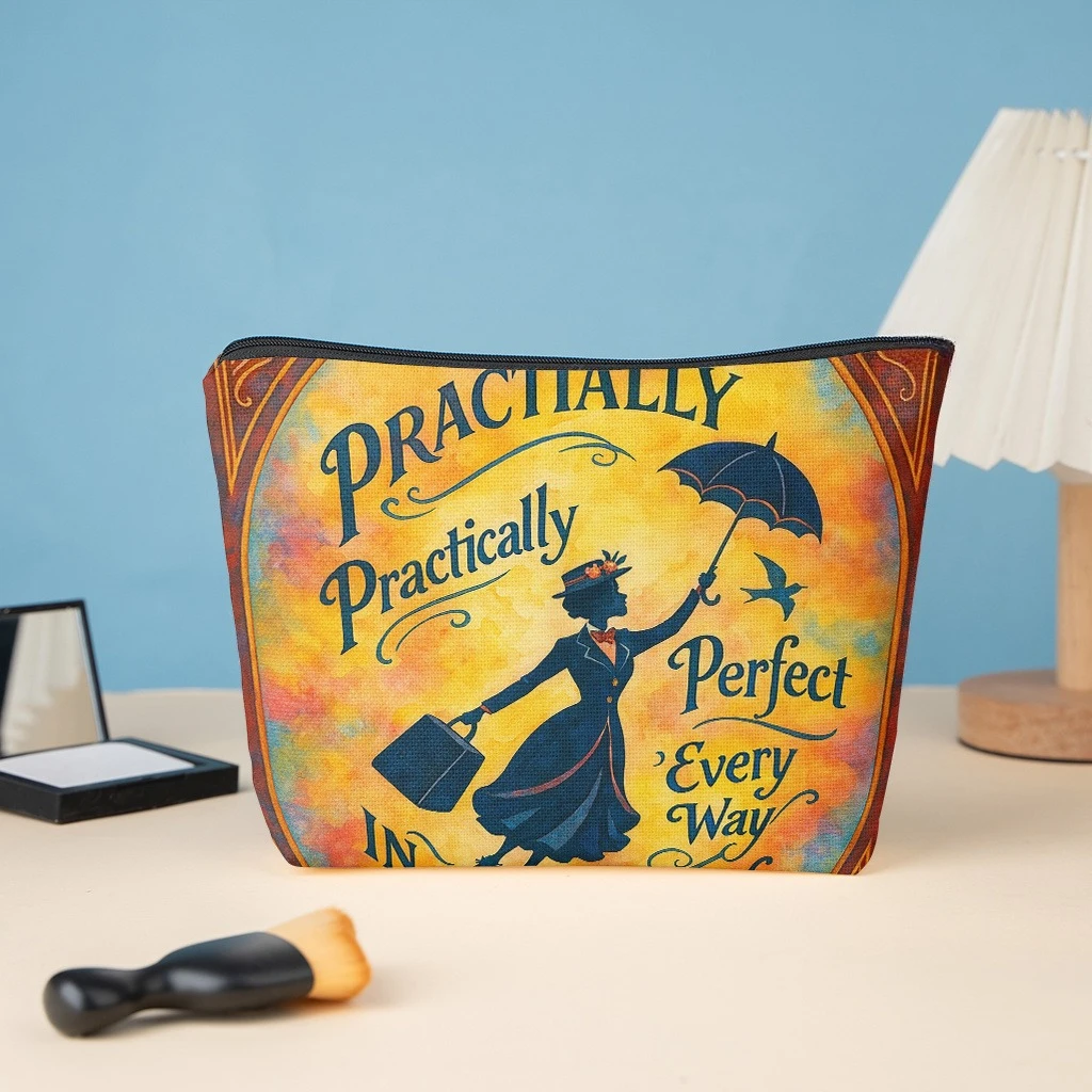 1pc Mary Poppins Themed Cosmetic Bag & Wallet - Zippered Pouch Suitable for Women &, Multi-Use for Skincare